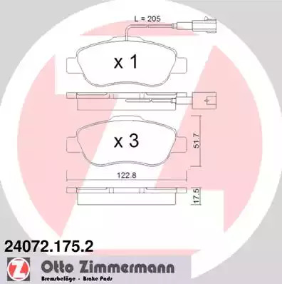 Комплект тормозных колодок ZIMMERMANN 24072.175.2 (24072)