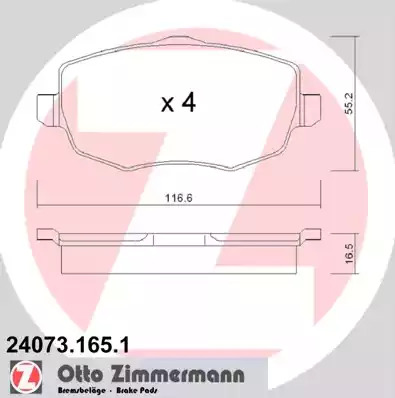 Комплект тормозных колодок ZIMMERMANN 24073.165.1 (24073)