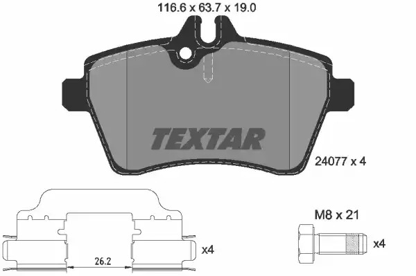 Комплект тормозных колодок TEXTAR 2407702 (24077, 24077 190  2 4)