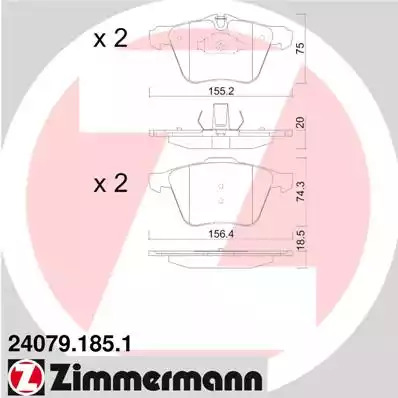 Комплект тормозных колодок ZIMMERMANN 24079.185.1 (24079, 24080, 24521)