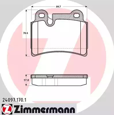 Комплект тормозных колодок ZIMMERMANN 24097.170.1 (24097)