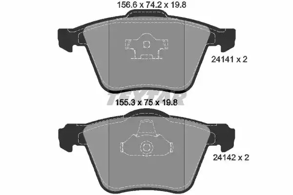 Комплект тормозных колодок TEXTAR 2414101 (24141, 24141 198  0 5, 24142, 7904D1003)