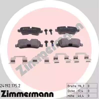 Комплект тормозных колодок ZIMMERMANN 24192.175.2 (24192)