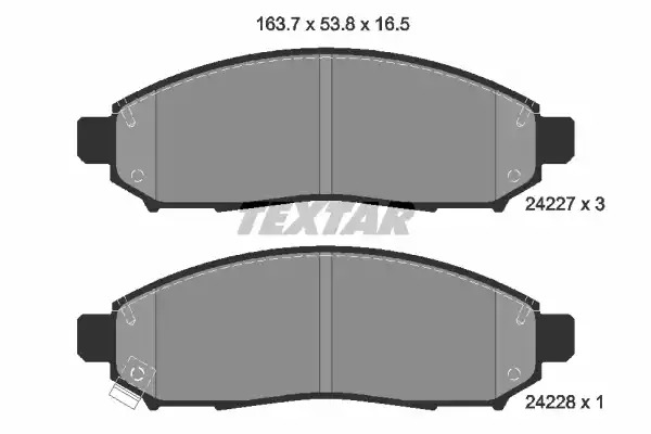 Комплект тормозных колодок TEXTAR 2422701 (24227, 24227 165  0 5, 24228, 8200D1094)