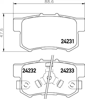 Комплект тормозных колодок HELLA PAGID 8DB 355 012-061 (T1521, 24231, 24232, 24233, 7418D1086)