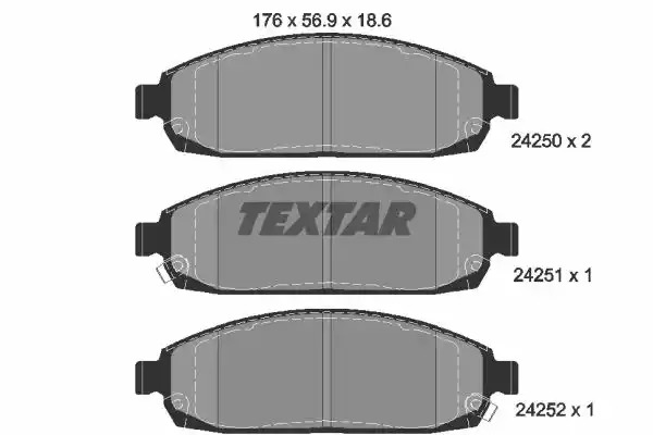Комплект тормозных колодок TEXTAR 2425001 (24250, 24250 186  0 5, 24251, 24252, 7985D1080, 8297D1181)