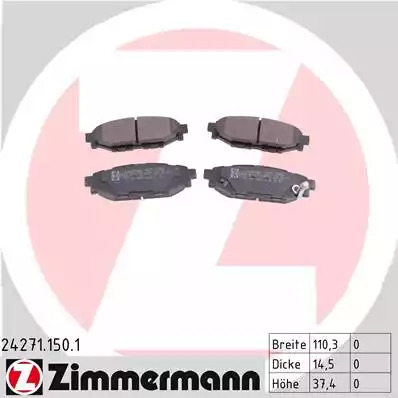 Комплект тормозных колодок ZIMMERMANN 24271.150.1 (24271, 24272)