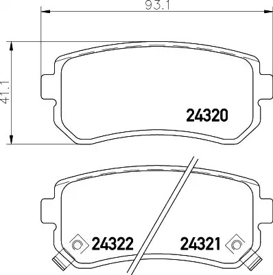 Комплект тормозных колодок HELLA PAGID 8DB 355 006-961 (T1592, 24320, 24321, 24322, 8267D1157)