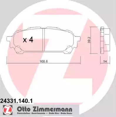 Комплект тормозных колодок ZIMMERMANN 24331.140.1 (24331)