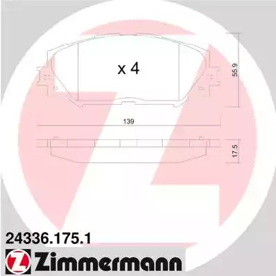 Комплект тормозных колодок ZIMMERMANN 24336.175.1 (24336)