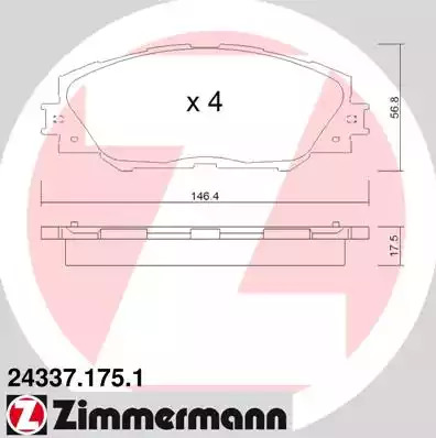 Комплект тормозных колодок ZIMMERMANN 24337.175.1 (24337)