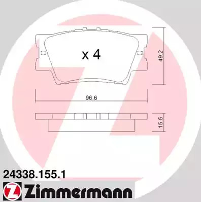 Комплект тормозных колодок ZIMMERMANN 24338.155.1 (24338)