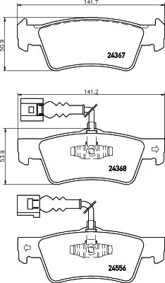 Комплект тормозных колодок HELLA PAGID 8DB 355 012-441 (T1609, 24367, 24368, 24556)