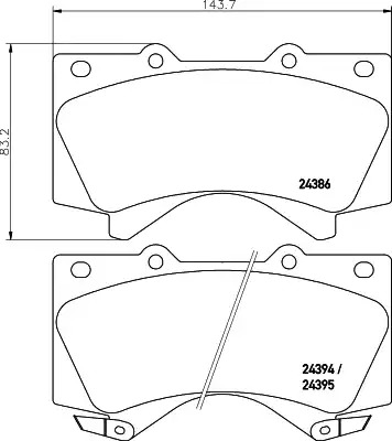 Комплект тормозных колодок HELLA PAGID 8DB 355 013-151 (T1681, 24386, 24394, 24395, 8419D1303)