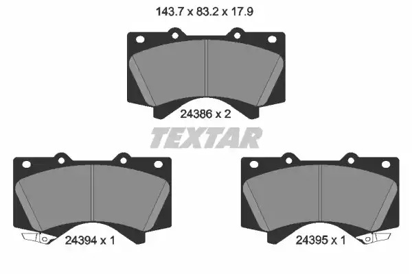 Комплект тормозных колодок TEXTAR 2438601 (24386, 24386 179  0 5, 24394, 24395, 8419D1303)