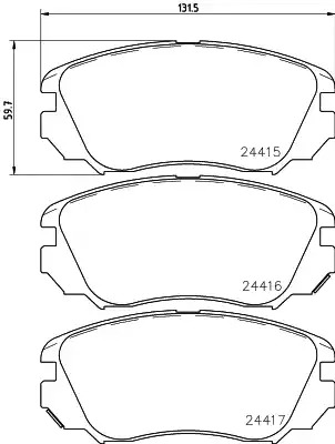 Комплект тормозных колодок HELLA PAGID 8DB 355 013-051 (T1669, 24415, 24416, 24417, 8536D1559)