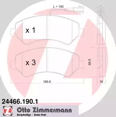 Комплект тормозных колодок ZIMMERMANN 24466.190.1 (24466, 24467)