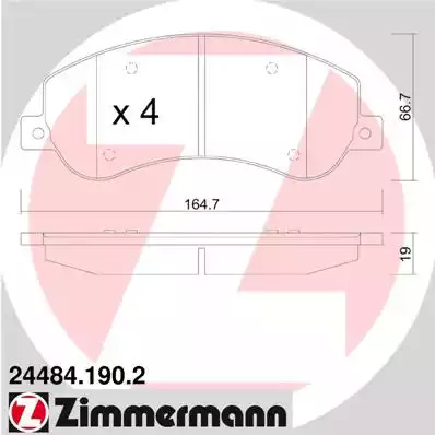 Комплект тормозных колодок ZIMMERMANN 24484.190.2 (24484)