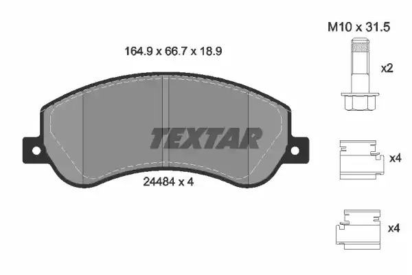 Комплект тормозных колодок TEXTAR 2448404 (24484, 24484 189  2 4, 8767D1555)