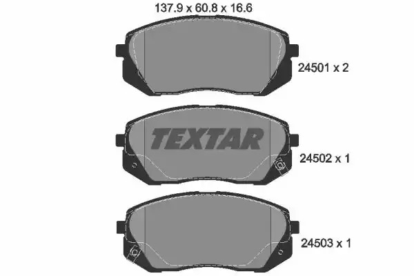 Комплект тормозных колодок TEXTAR 2450101 (24501, 24501 166  0 5, 24502, 24503, 8412D1295)