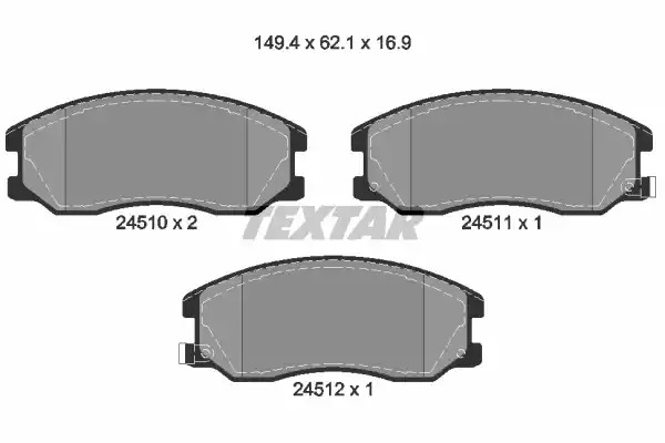Комплект тормозных колодок TEXTAR 2451001 (24510, 24510 169  0 5, 24511, 24512, 8381D1264)