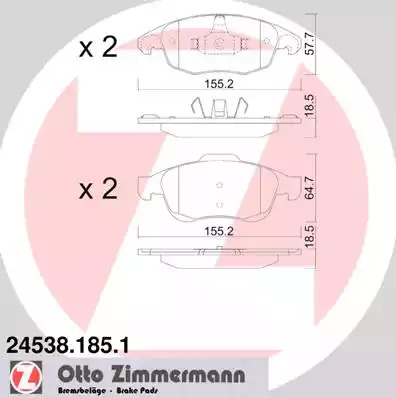 Комплект тормозных колодок ZIMMERMANN 24538.185.1 (24538, 24539)