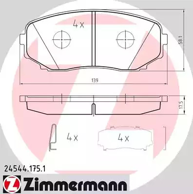 Комплект тормозных колодок ZIMMERMANN 24544.175.1 (24544)