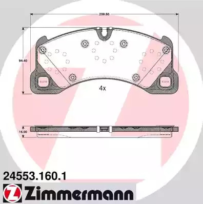 Комплект тормозных колодок ZIMMERMANN 24553.160.1 (24685, 24553)