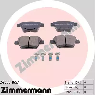 Комплект тормозных колодок ZIMMERMANN 24563.165.1 (24563)