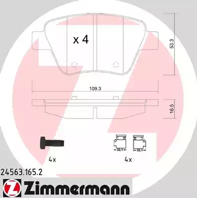 Комплект тормозных колодок ZIMMERMANN 24563.165.2 (24563)