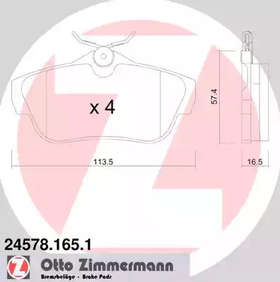 Комплект тормозных колодок ZIMMERMANN 24578.165.1 (24578)