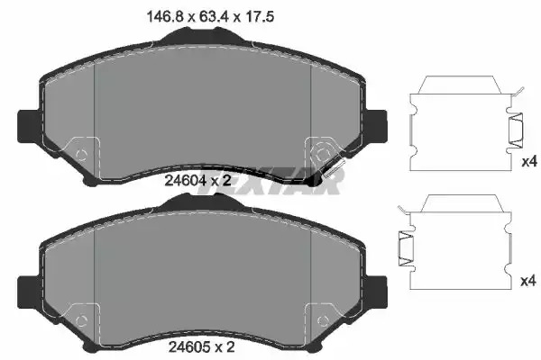 Комплект тормозных колодок TEXTAR 2460402 (24604, 24604 175  1 5, 24605, 8439D1327)