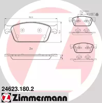Комплект тормозных колодок ZIMMERMANN 24623.180.2 (24623, 24624, 24625)