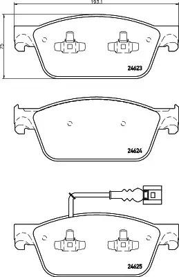 Комплект тормозных колодок HELLA PAGID 8DB 355 014-981 (T1919, 24623, 24624, 24625)