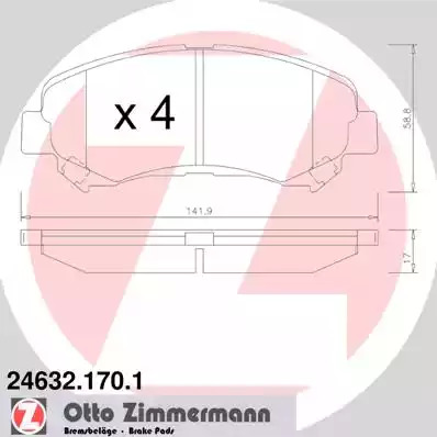 Комплект тормозных колодок ZIMMERMANN 24632.170.1 (24632)