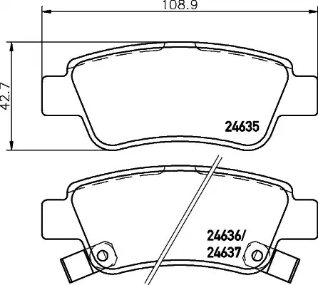 Комплект тормозных колодок HELLA PAGID 8DB 355 013-591 (T1729, 24635, 24636, 24637)