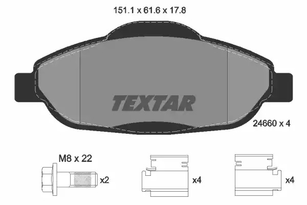 Комплект тормозных колодок TEXTAR 2466001 (24660, 24660 178  1 4)