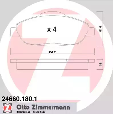 Комплект тормозных колодок ZIMMERMANN 24660.180.1 (24660)