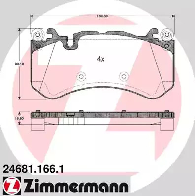 Комплект тормозных колодок ZIMMERMANN 24681.166.1 (24681)