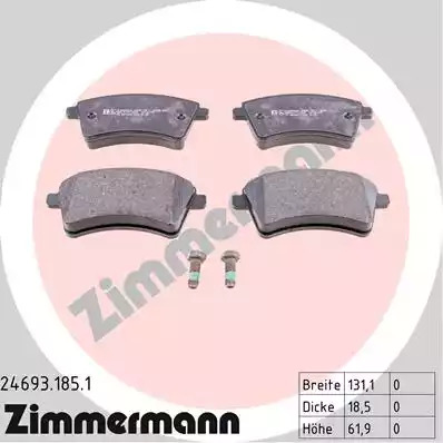 Комплект тормозных колодок ZIMMERMANN 24693.185.1 (24693)