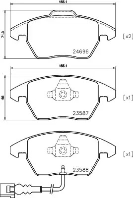 Комплект тормозных колодок HELLA PAGID 8DB 355 023-161 (T2498, 24696, 23587, 23588, 8212D1319)