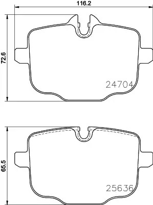Комплект тормозных колодок TEXTAR 2470401 (24704, 25636, 9077D1850, 24704 180  1 5)