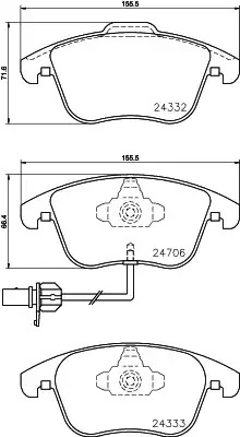 Комплект тормозных колодок HELLA PAGID 8DB 355 013-861 (T1760, 24332, 24333, 24706, 8743D1535, 8743-D1535)