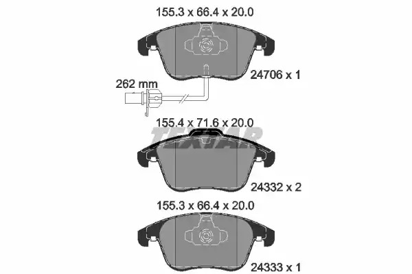 Комплект тормозных колодок TEXTAR 2470601 (24332, 24333, 24706, 24706 200  0 5, 8743-D1535, 8743D1535)
