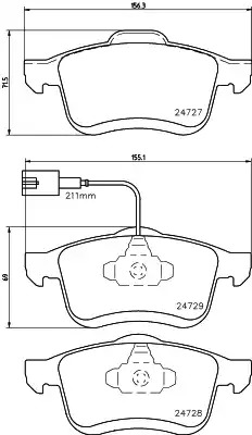 Комплект тормозных колодок HELLA PAGID 8DB 355 014-241 (T1808, 24727, 24728, 24729)