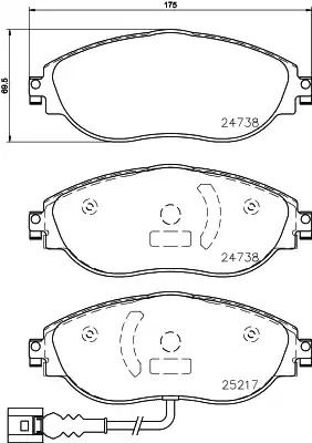 Комплект тормозных колодок HELLA PAGID 8DB 355 021-971 (T2488, 24738, 25217, 8849D1633)