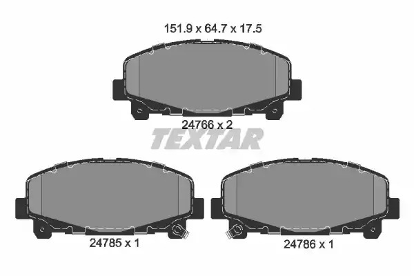 Комплект тормозных колодок TEXTAR 2476601 (24766, 24766 175  0 5, 24785, 24786)