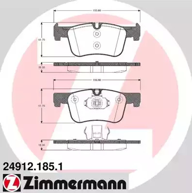 Комплект тормозных колодок ZIMMERMANN 24912.185.1 (25507, 25506)