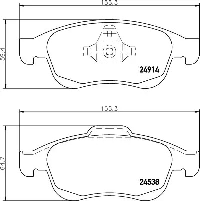 Комплект тормозных колодок HELLA PAGID 8DB 355 014-791 (T1894, 24538, 24914)