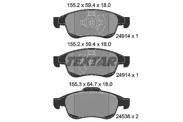Комплект тормозных колодок TEXTAR 2491401 (24538, 24914, 24914 180  0 5)